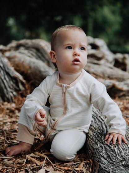 Striped Long Sleeve Zip Romper