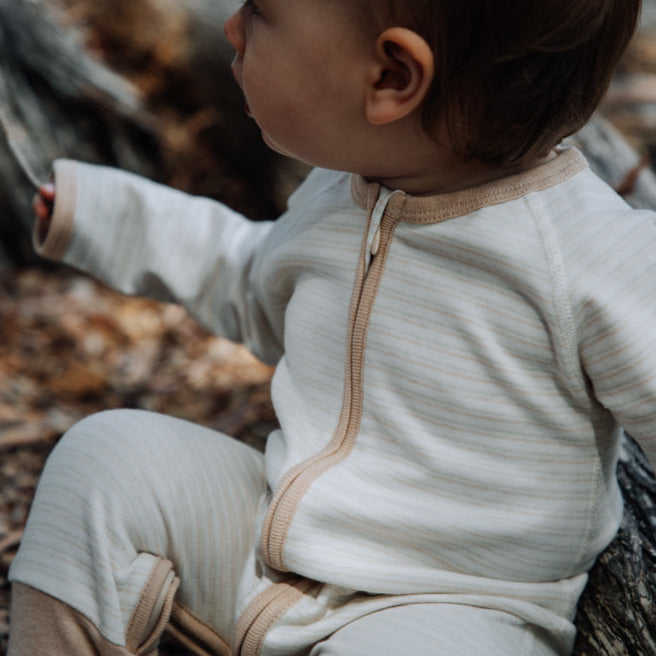 Striped Long Sleeve Zip Romper