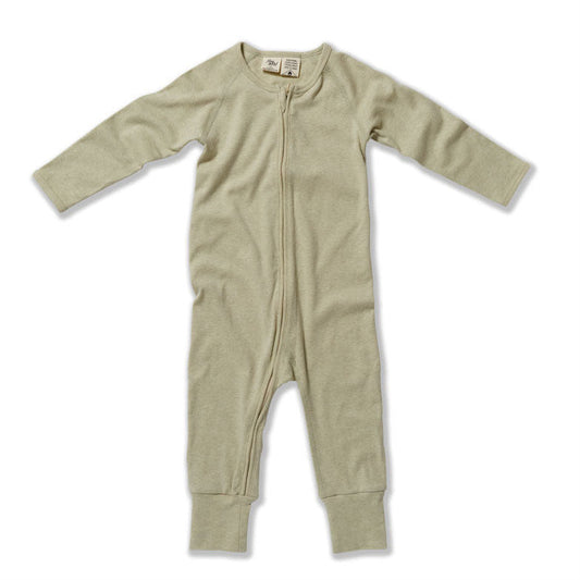 Long Sleeve Zip Romper Sage - ロンパース・カバーオール・ベビー服（新生児服）・ベビー用品通販